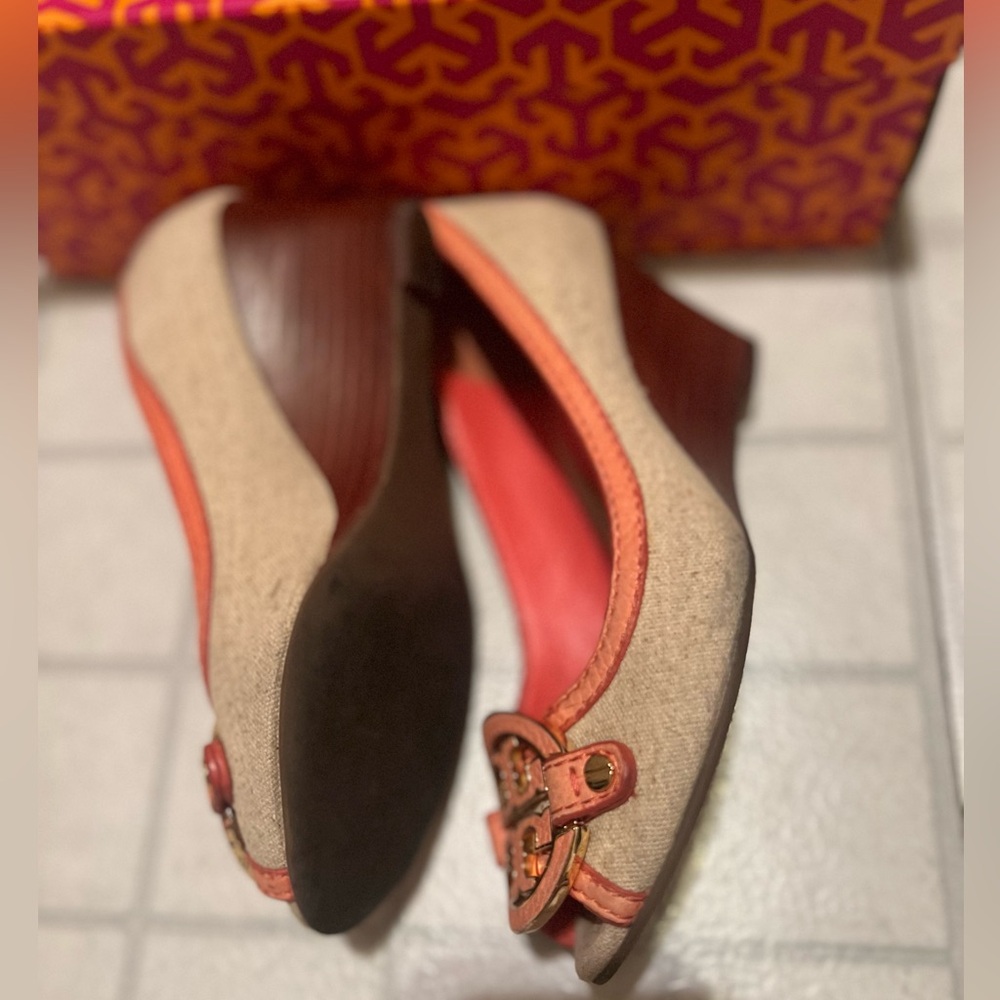 Tory Burch Canvas & Wooden Platform Shoes - Picture 7 of 11